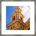 Bell Tower In Pink And Yellow - Seville Framed Print