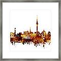 Berlin City Skyline Brown Framed Print