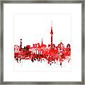 Berlin City Skyline Red Framed Print