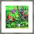 Bicycle In The Flower Garden Framed Print
