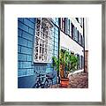 Bicycle On A Cobbled Lane In Basel Switzerland Framed Print