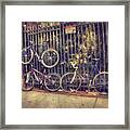 Bicycles On A Fence - Boston North End Framed Print