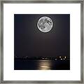 Big Moon Over The Bay Framed Print