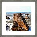 Big Rocks In Grey Water Painting Framed Print