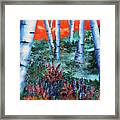 Birch Trees At Sunset Framed Print