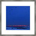 Seascape With Hot Pink Dawn Framed Print