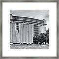 Black And White Panorama Of Jfk Memorial And Old Red Museum - Dallas Texas Framed Print