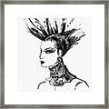 Black And White Punk Rock Girl Framed Print