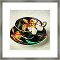Black Tea Cup And White Butterfly Framed Print