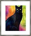 Black Watercolor Cat Painting By Framed Print