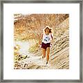 Blond Woman Trail Runner Framed Print