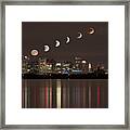 Blood Moon Lunar Eclipse Over Boston Massachusetts Framed Print