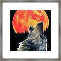 Blood Moon Wolf Framed Print
