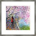 Blossom Alley Impressionistic Painting Framed Print