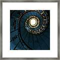 Blue And Golden Spiral Staircase Framed Print