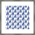 Blue And White Sailboats Pattern- Art By Linda Woods Framed Print
