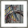 Blue And Yellow Bikes Framed Print