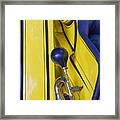 Blue And Yellow Vintage Car Detail Framed Print