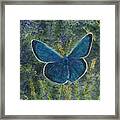 Blue Karner Butterfly Watercolor Batik Framed Print