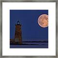 Blue Moon Over Whaleback Lighthouse Framed Print