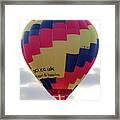 Blue, Red And Yellow Hot Air Balloon Framed Print
