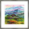 Blue Ridge Mountains Georgia Landscape  Watercolor Framed Print