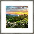 Blue Ridge Mountains Nc Mountain Laurel Sunset Framed Print