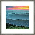 Blue Ridge Parkway Sunset - The Great Blue Yonder Framed Print