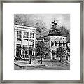 Blue Ridge Town In Bw Framed Print