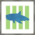 Blue Shark 1- Art By Linda Woods Framed Print