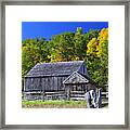 Blue Sky Autumn Barn Framed Print