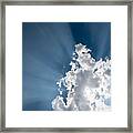 Blue Sky With White Clouds And  Sun Rays Framed Print