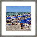 Blue Umbrella  Beach Framed Print