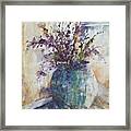 Blue Vase Of Lavender And Wildflowers Aka Vase Bleu Lavande Et Wildflowers Framed Print