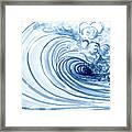 Blue Wave Modern Loose Curling Wave Framed Print