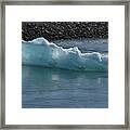 Bluish Tint In A Icelandic Iceburg In A Lagoon Framed Print