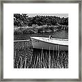 Boat On Pamlico Sound Ocracoke Island Outer Banks Bw Framed Print