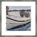 Boat Under Snow Framed Print