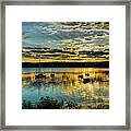 Boats And Sunset Reflections Framed Print