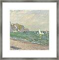 Boats Below The Cliffs At Pourville Framed Print