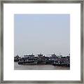 Boats On The Indian Ocean In The Haze Framed Print