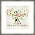 Boho Love - Deer Antlers Floral Inspirational Framed Print