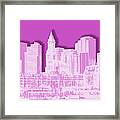 Boston Skyline - Graphic Art - Pink Framed Print
