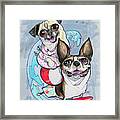 Boston Terrier And Pug - Surf's Up Framed Print