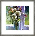 Bouquet At Window Framed Print