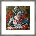 Bouquets Of Flowers On A Ledge Above Water Framed Print
