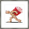 Box Character Carrying A Massive Cupcake Framed Print