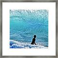 Boy In The Blue Abyss Framed Print