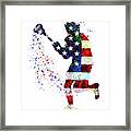 Boy Lacrosse Player Sports Print Flag Of The United States Watercolor Print Boy's Lacrosse Art Framed Print