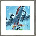 Boy With Airplane On Hilltop Framed Print